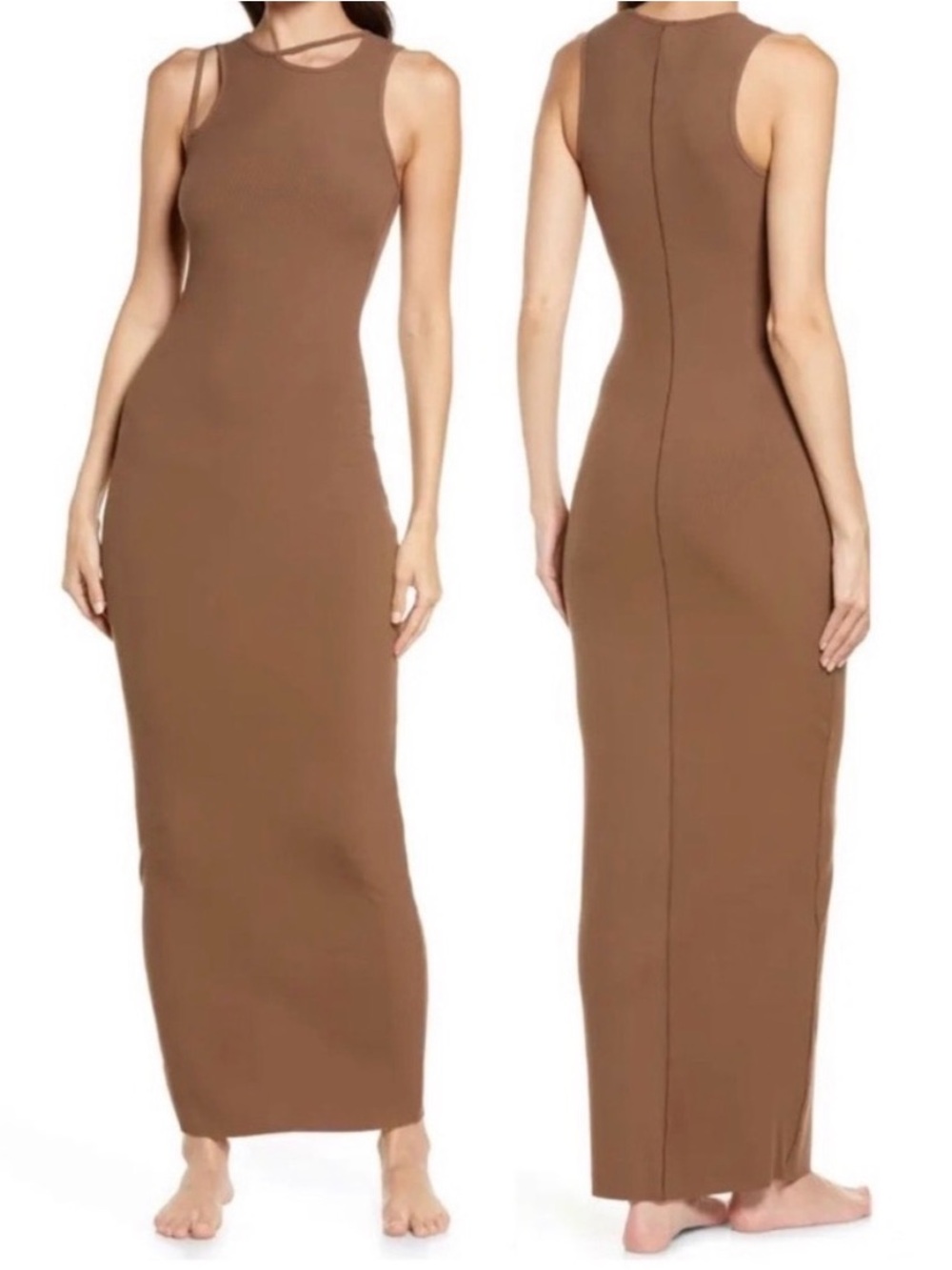 🤎 SKIMS Soft Lounge Cutout Maxi Dress | Oxide Brown | Size S | EUC 🏷️